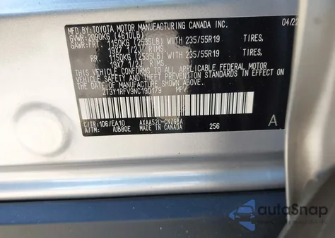 2022 Toyota Rav4 Limited из США, поврежденный, VIN 2T3Y1RFV9NC190179